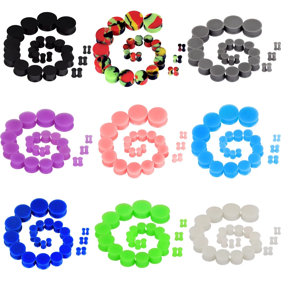 Kit de estiramiento de tapón medidor de oreja de silicona de 16-26 piezas juego de túnel de carne de silla de montar de 8 g a 1" Foto 2 de 4