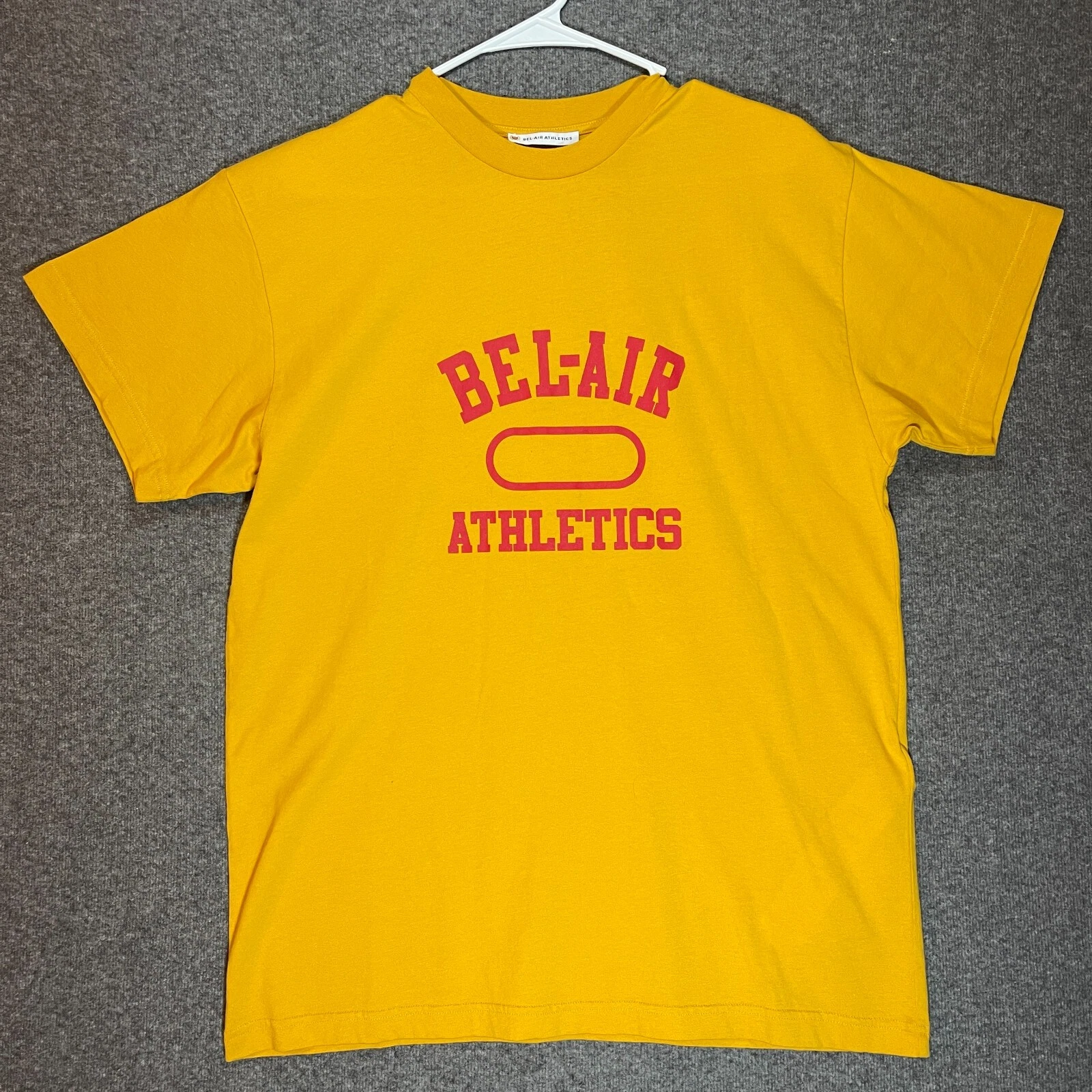 BEL-AIR ATHLETIC Shirt Adult Extra Small Yellow Short Sleeve Crewneck Mens.