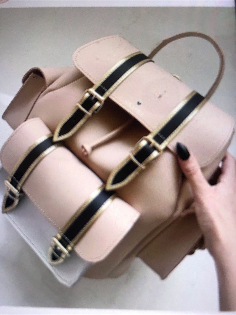 🇬🇧 GRAFEA HARI II Heart Cappuccino Backpack Black Gold Leather