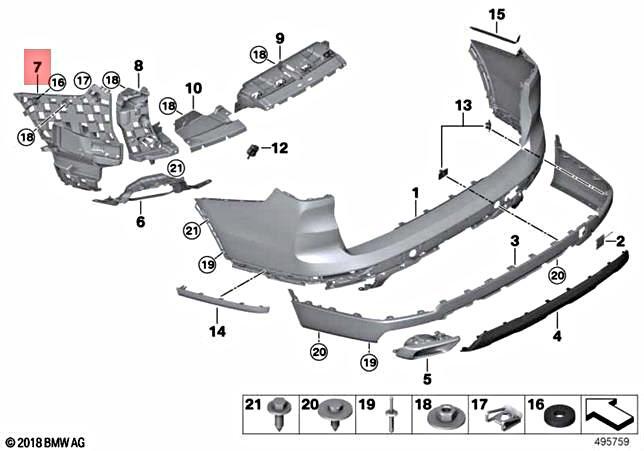 Genuine BMW G07 X7 30dX 40iX 50iX SAV Mount Bumper Rear Right  
