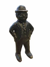 Rare Antique 1900's AC. Williams Cast Iron Banker Business Man Bank w/Bowler Hat