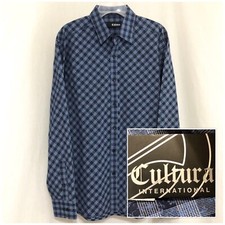 Sz L Large NWT CULTURA INTERNATIONAL Men s Long Sleeve, Button Down, Blue Shirt