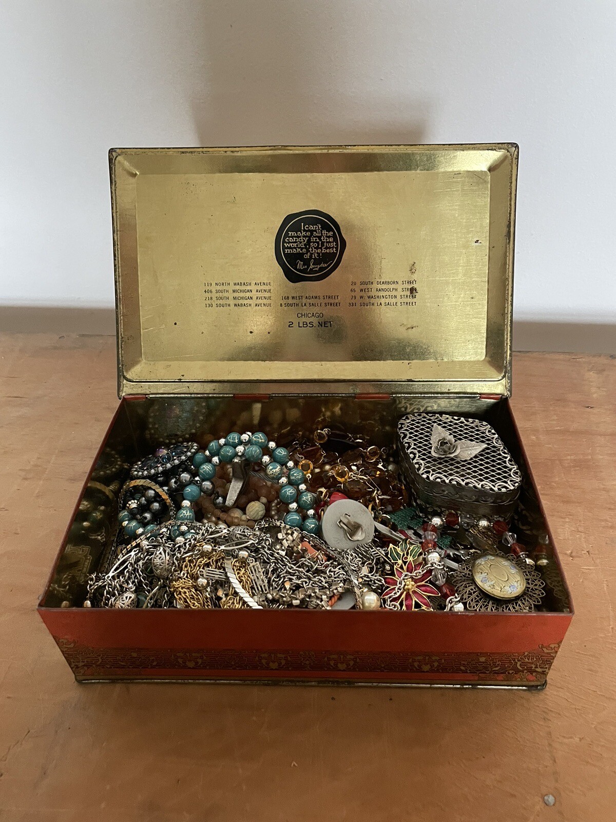 Vintage Lot Of Jewelry In Vintage Tin Box eBay