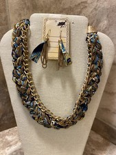 Costume Jewelry 7" Choker with chain and Matching Dangle Earrings new no tags