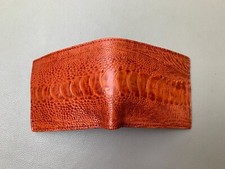 Brown Genuine Ostrich Leg Leather Skin DOUBLE SIDE MEN'S BIFOLD WALLET