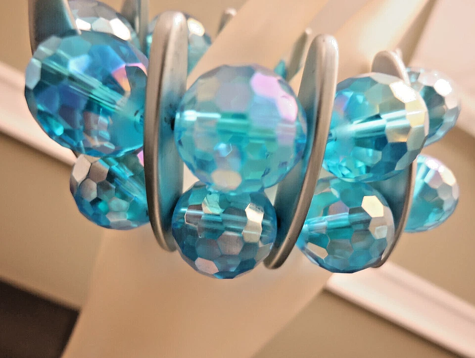 Pulsera Tarina Tarantino Starchild Odyssey azul cuentas brillo 2 capas tono plateado Foto 2 de 4