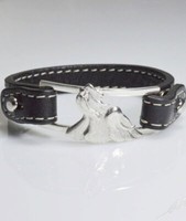 Silber 925 Echtleder Shihtzu 3D Armband Luce