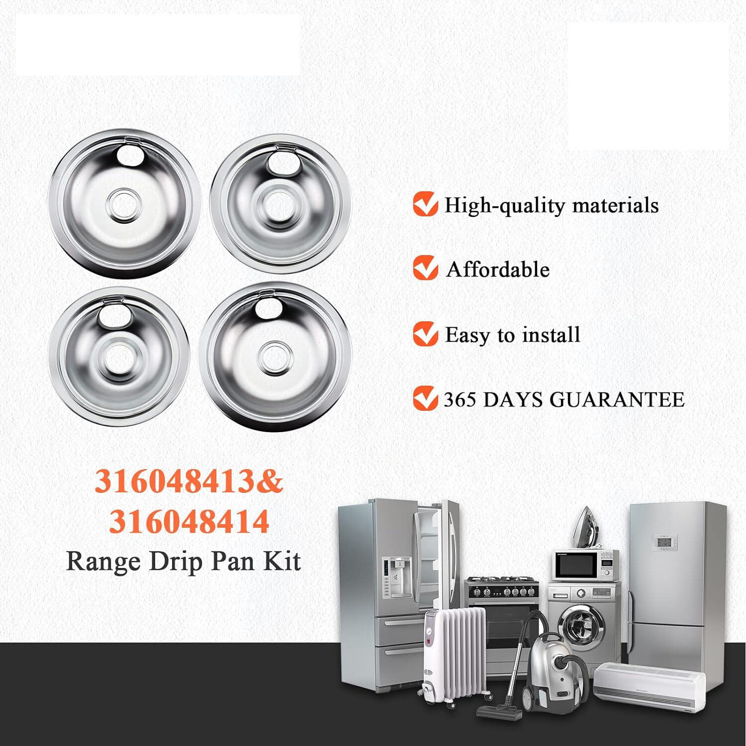 Stove Drip Pan Covers Set For Frigidaire Kenmore Electric Burner Cook