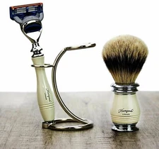 Silvertip Synthetic Hair Shaving Brush with Five Blades Cartridge Razor Stand