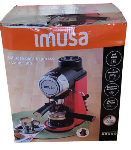 IMUSA 4 Cup Espresso Cappuccino Maker - Red - New Open Box - Afbeelding 1 van 7