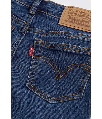 Levi's Mini Mom Jeans Girl 6 Blue Denim Distressed Mid-Rise Straight Leg JDM1241 - Picture 2 of 8
