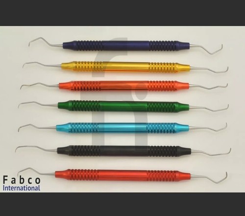 Dental Gracey Curette Perio 7Pcs Set Color Coated Hollow Handle Dental Inst - Picture 4 of 5