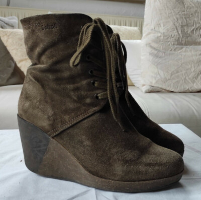 Coole Plateau Stiefeletten,Dr. Scholl, weiches Velourleder,schlammfarben, Gr. 40