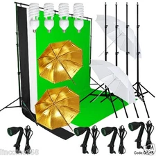 Linco Studio Photography Studio Lighting and Background Kit W/Muslin Backdrops