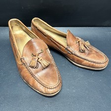 Cole Haan Brown Leather Tassel Loafer Men's Dress Shoes Size 9.5 C Made In USA