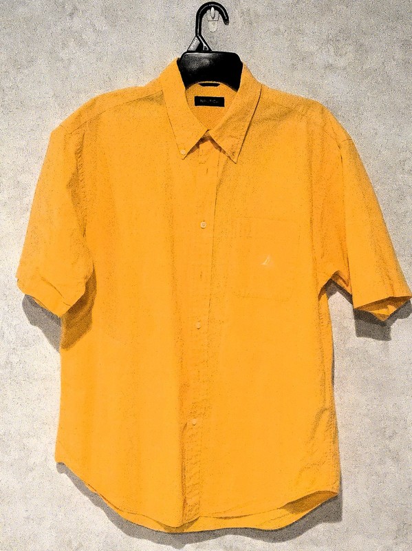Nautica, Gold, Men's short sleeve shirt, chest pocket, button-down collar, XL