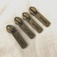 4 Vintage Hartmann Metal Replacement Zipper Pulls YKK 65EY Luggage Travel