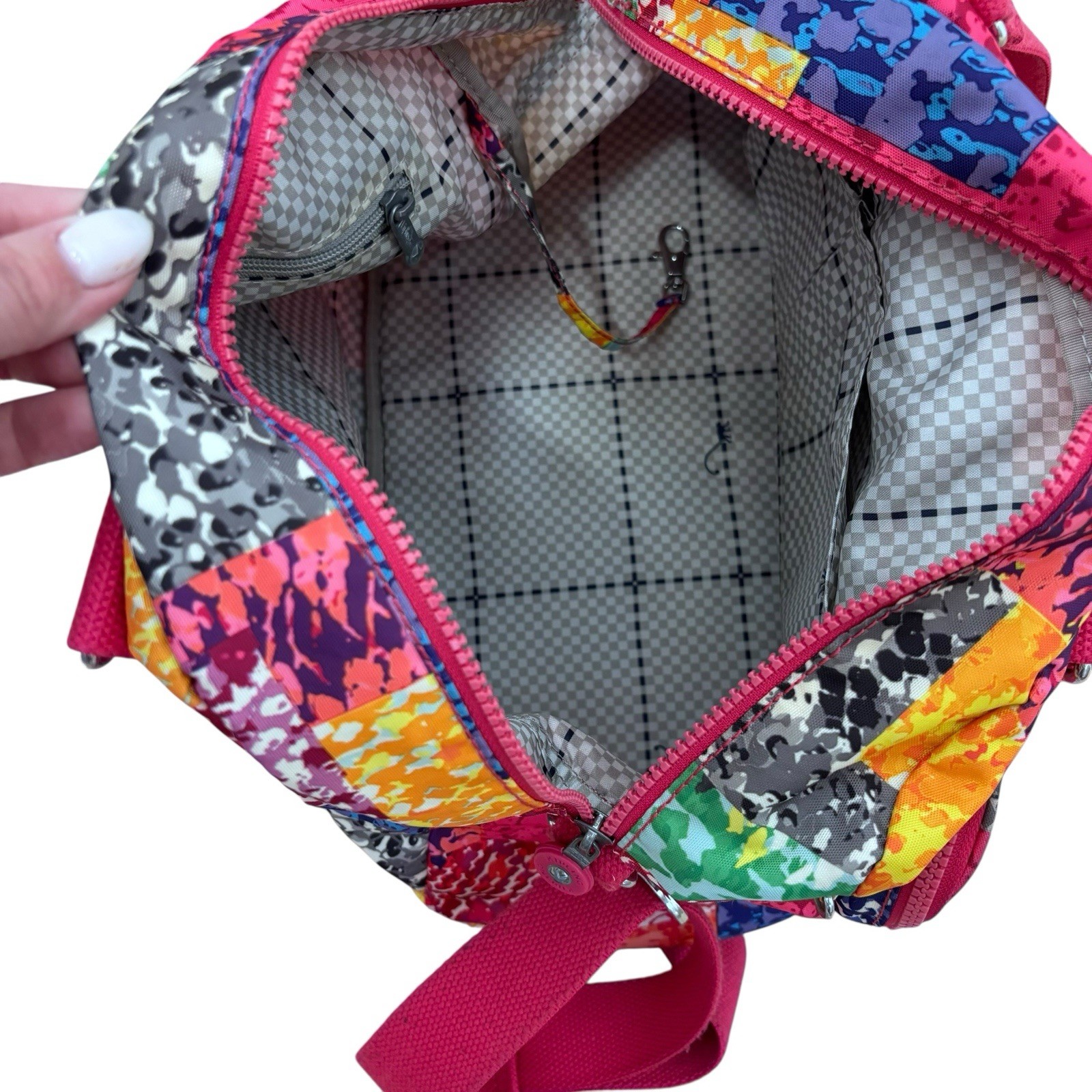 Kipling Multicolor Patchwork Nylon Satchel Crossb… - image 6