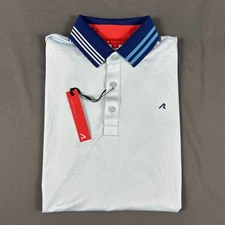 Redvanly Golf Shirt Polo Harley Print Small Breeze Blue Gray Polyester MSRP $110