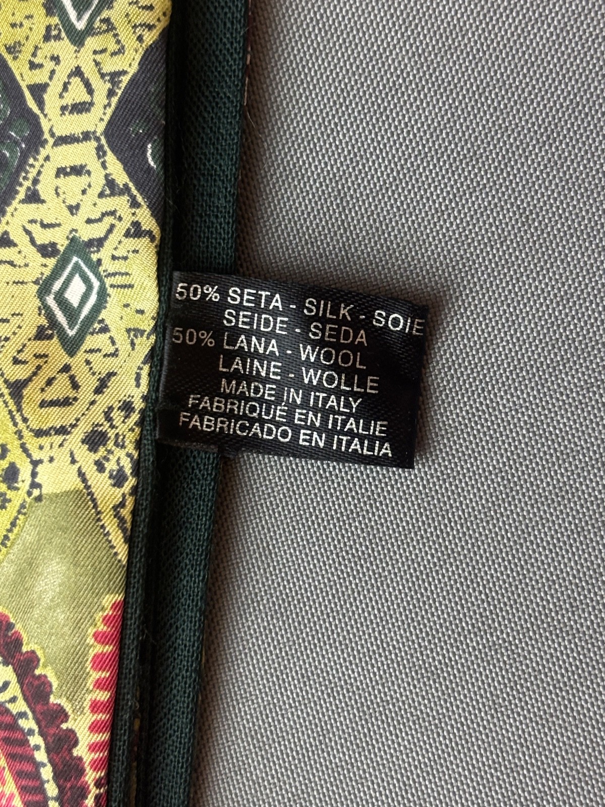 GREEN PINK SILK WOOL LINED RECTANGLE PAISLEY FLOR… - image 2