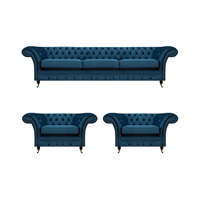 Moderne Chesterfield Blaue Sessel LuxuriöSer Dreisitzer Wohnzimmer MöBel