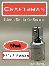 Lot of 5 Craftsman Socket Extension Bar  1/2" Drive 2" Long  CMMT 43522