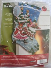Bucilla 86357 Christmas Skaters Felt Stocking Kit 18" RARE HTF