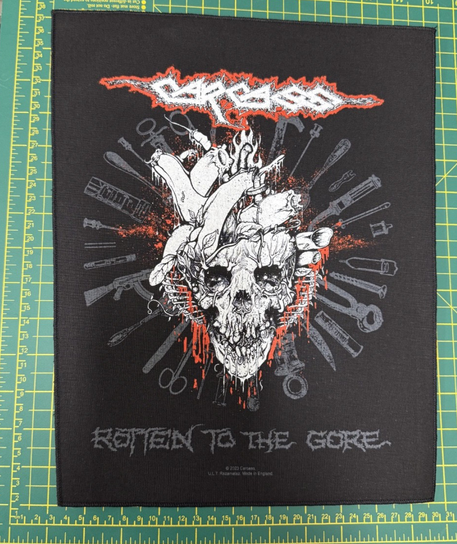 Carcass Rotten To The Gore Large Size Printed Back Patch Officially Licensed