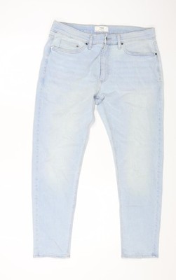 Marks and Spencer Damen Jeans Blau Baumwolle Straight Größe 36 in L29 Regular