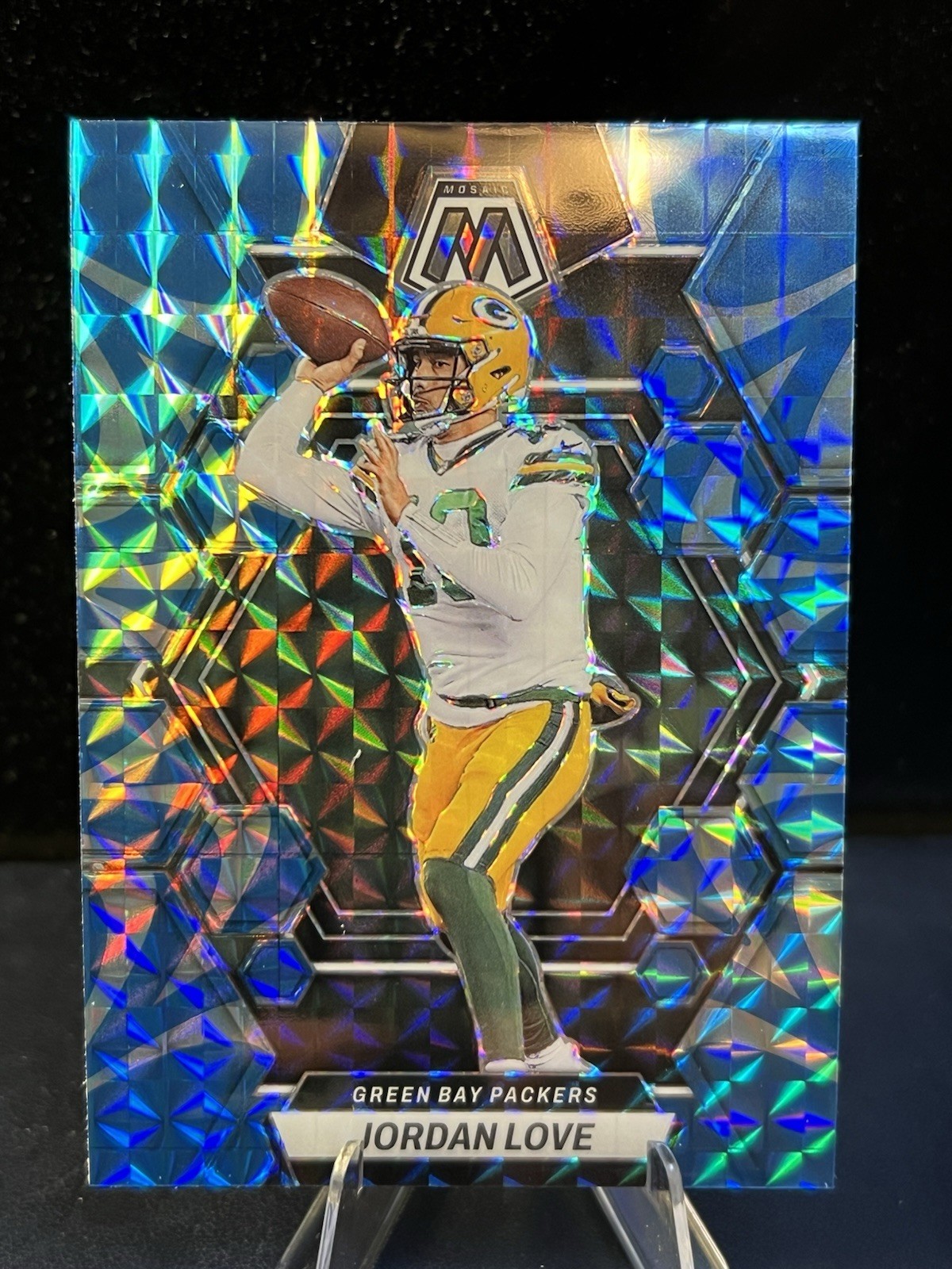 2023 Panini Mosaic - Jordan Love #83 Reactive Blue Mosaic Prizm