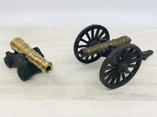 2 - Vintage Mini Toy Cannons Brass And Cast Iron