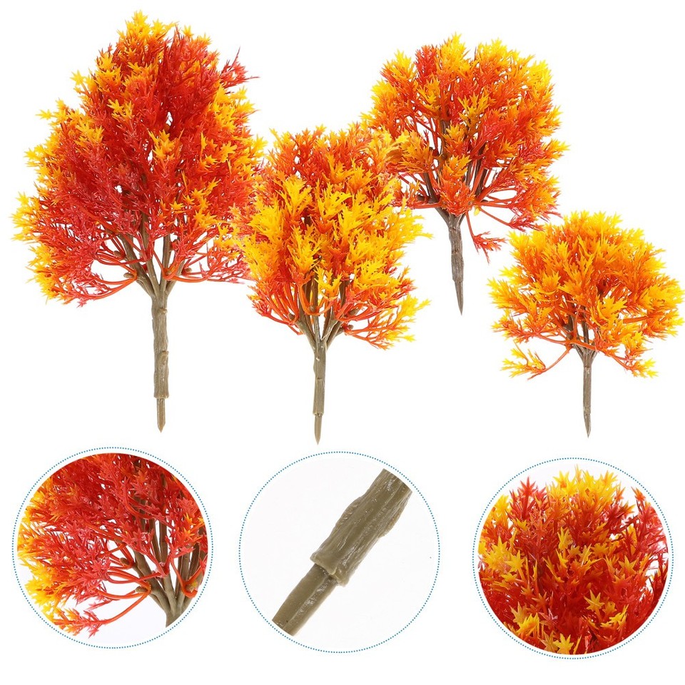 Plastic Tree Form 4 Pcs Plastic Maple Tree Model for DIY Garden Landscape 19cm, 15cm ...