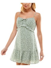TRIXXI Womens Green Adjustable Lined Pullover Short Dress S