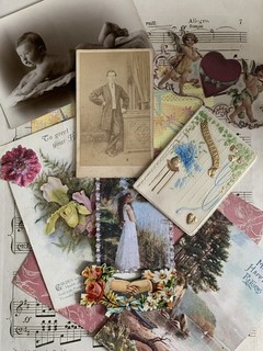 Antique Victorian Edwardian Friendship Scrap Cards Postcards Photo Ephemera Lot