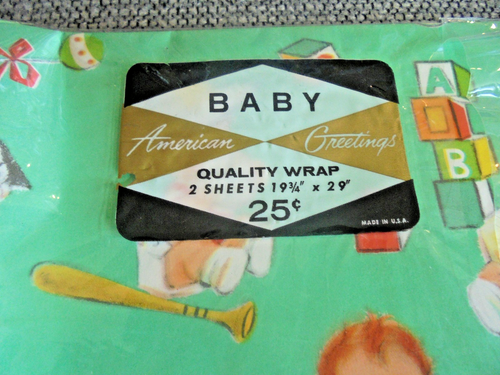 Vintage American Greeting Gift Wrap Wrapping Paper for Baby - Picture 2 of 3