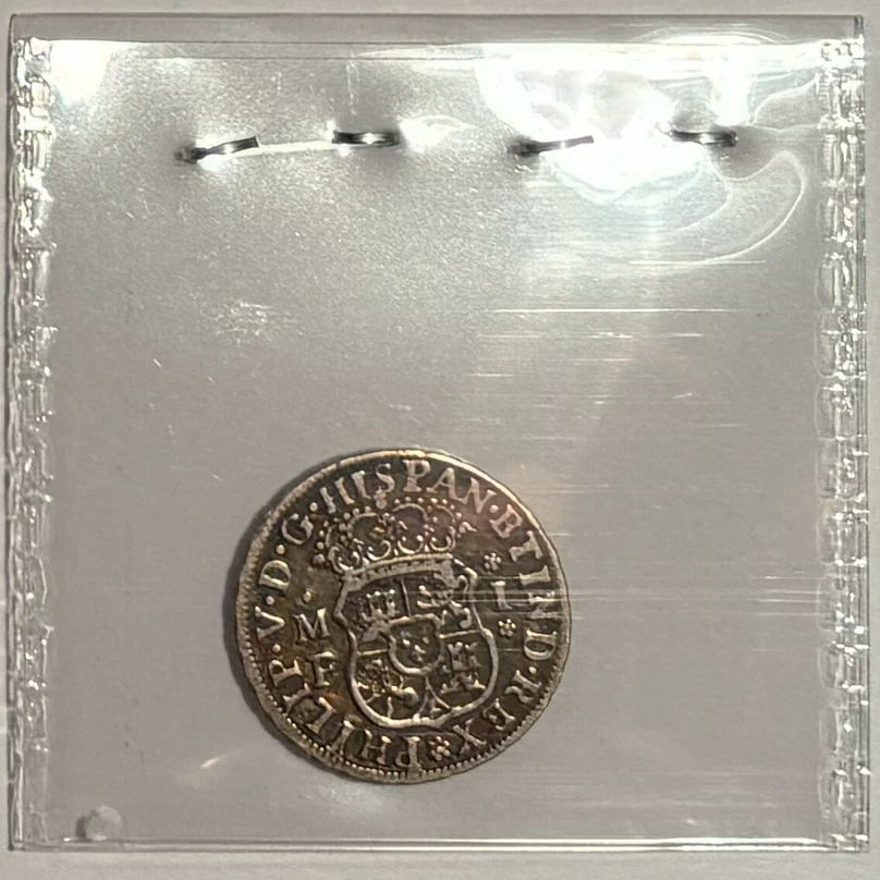 1738 MO MF Mexico 1 Real Silver Spanish Colonial Columnario (VF-30 grade) - Image 2 of 2