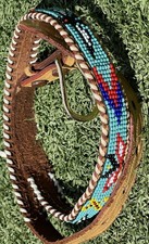 Vintage 30 Beaded Leather Western Belt Turquoise Native Style