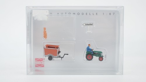 Busch H0 40051 tractor Kramer KL II con remolque y constructor | Condition: Gebraucht