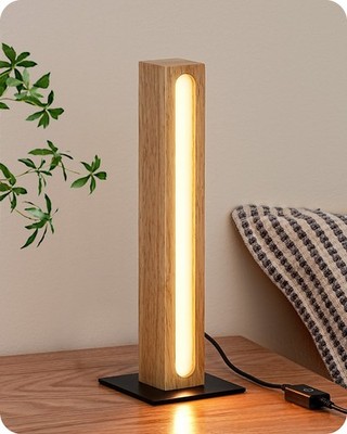 EDISHINE LED Tischlampe aus Holz dimmbar, 3 Farbtemperaturen, Touch-Bedienung,