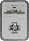 1953 10C Proof Silver Roosevelt Dime NGC Graded PF 65 with Cameo Obverse