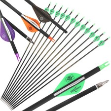30" Pure Carbon Carbon Arrows Vanes SP300-600 Hunting Arrows Archery