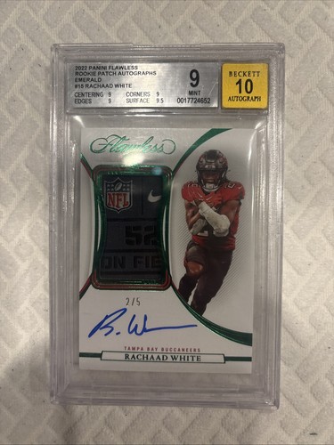 2022 Flawless Rachaad White Rookie Auto NFL SHEILD Emerald #/5 BGS 9/10 POP 1 
