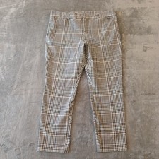 Old Navy Pixie Cropped Pants Womens Size 14 Gray Plaid Stretch Pockets 34x24.5