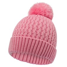Winter Hat For Kids Children Girls Beanie With Pom Pom Knit Cap Age 7-12 Warm