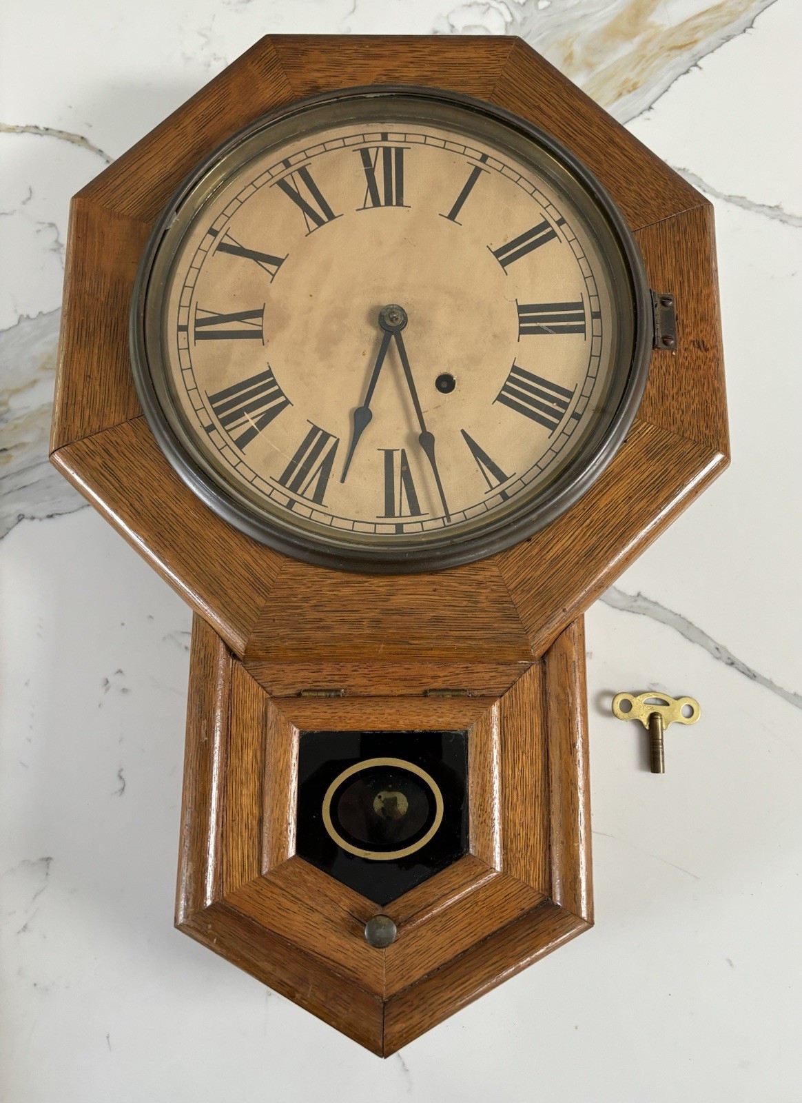 VINTAGE SCHOOLHOUSE REGULATOR WALL CLOCK