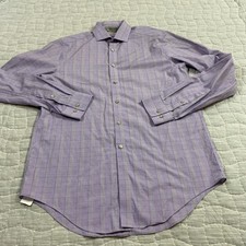 Calvin Klein Shirt Mens 15.5 34/35 Purple Slim Fit Non Iron Long Sleeve Dress