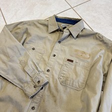 Carhartt Shirt Mens XL Khaki Tan Twill Workwear Button Down Long Sleeve LSR62