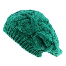 Armycrew Women's Cable Twisted Knit Stretchable Winter Beret One Size Green