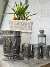 Zinnbecher 11 cm Höhe (94% Zinn), mit 5 Schnapsbecher