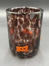 Anthropologie Halloween  Mystic Icon Juice Glass Boo Black Orange 17 Oz New